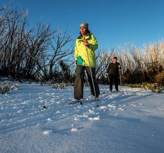 family cross country skiing