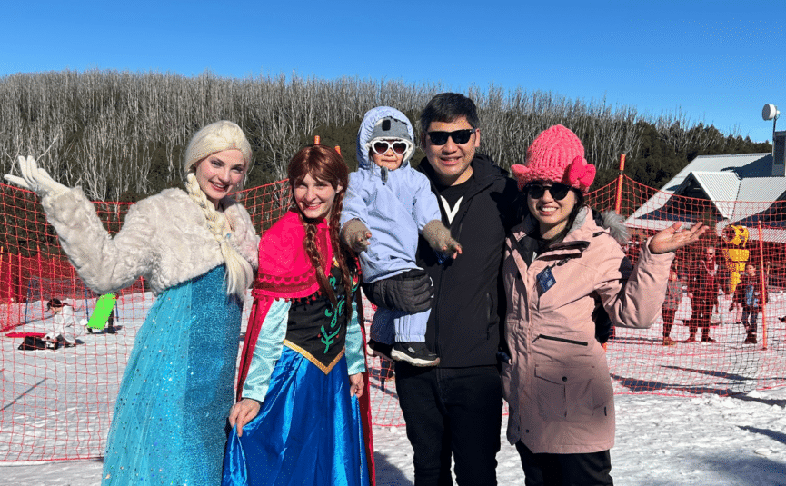 family with disneys frozen anna and elsa