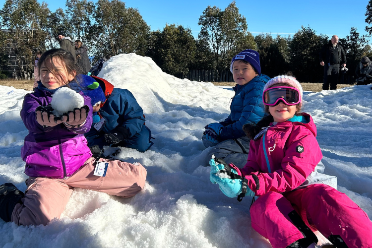 children playing with snow